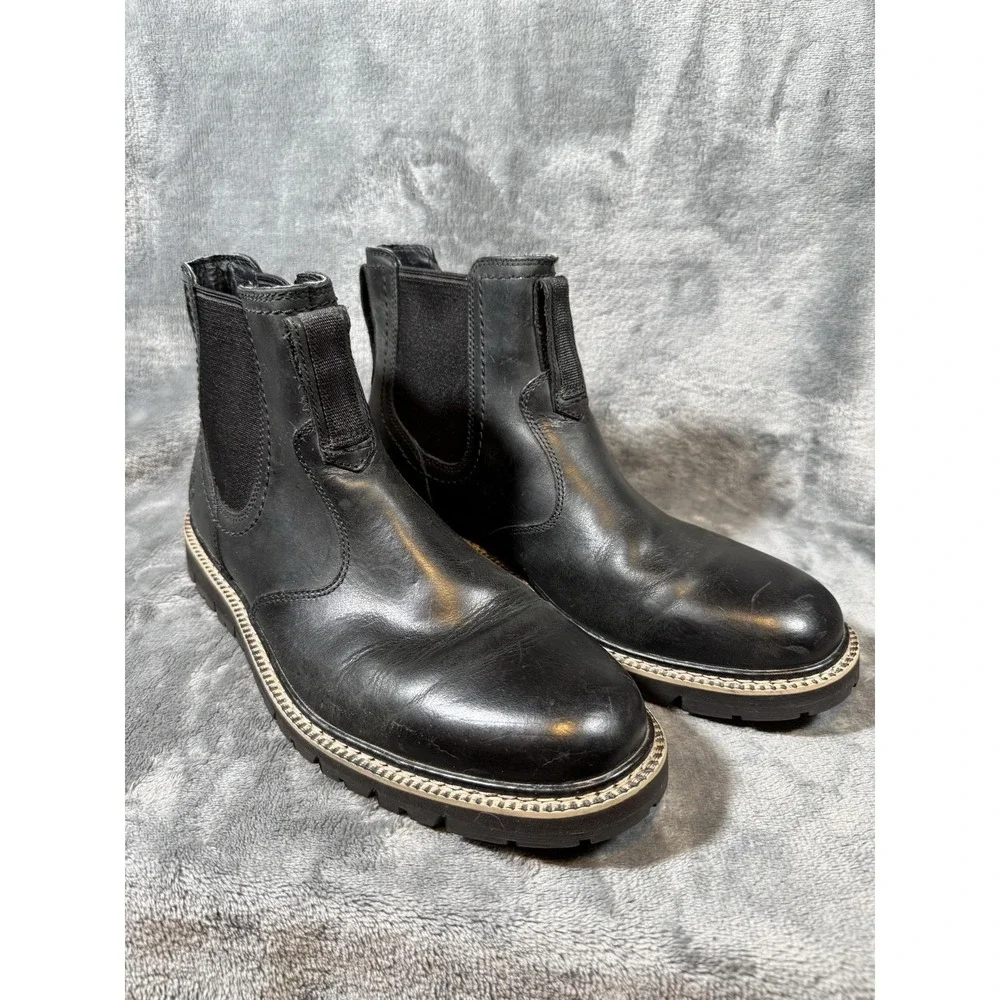 Timberland Boots Mens Size 9.5 Black Leather Ankle Chelsea SensorFlex A1JTA